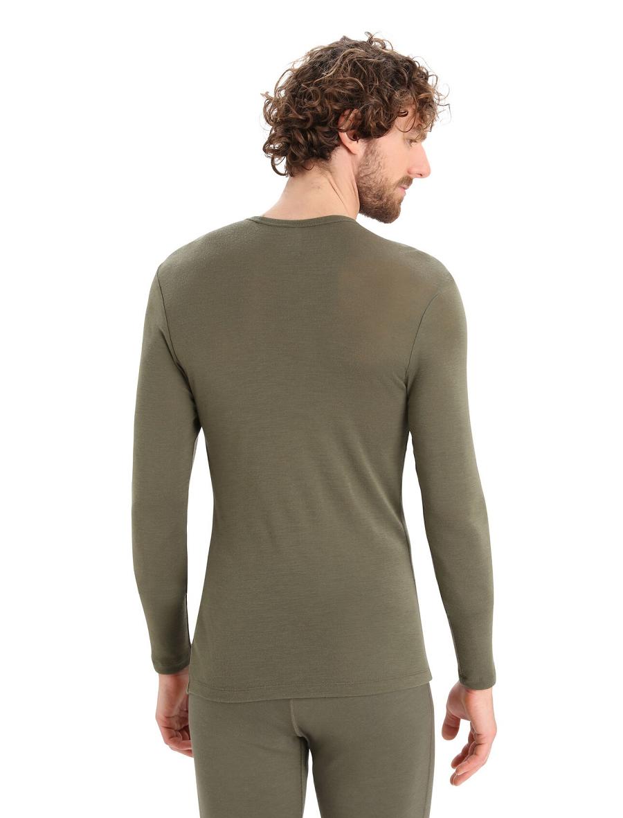 Loden Men's Icebreaker Merino 175 Everyday Long Sleeve Crewe Thermal Top Base Layers | USA 1374ZUTG